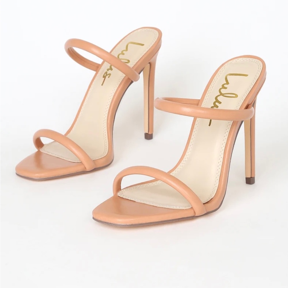 Lulu’s Tan Stiletto High Heel Sandals